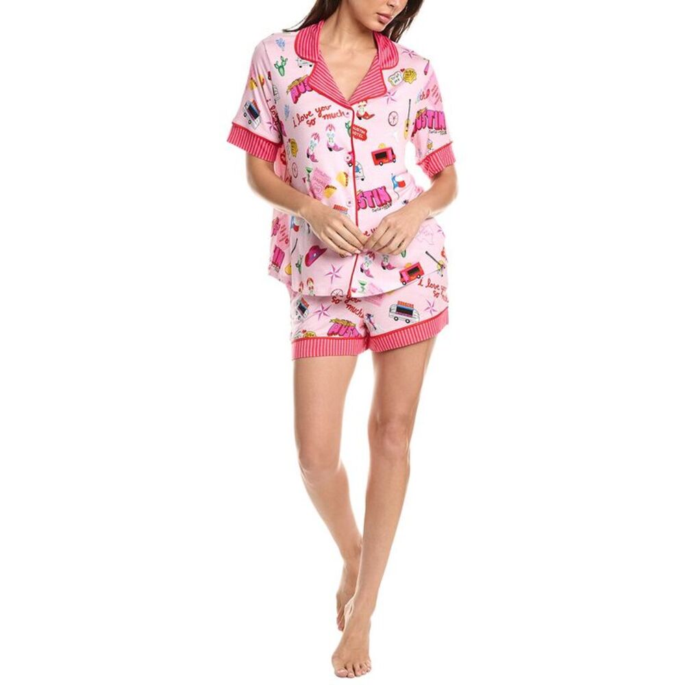 Room Service Womens 2Pc Dakota Short Pajama Set, Pink